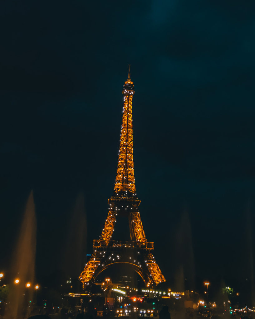 eiffel tower, nightime, city, paris