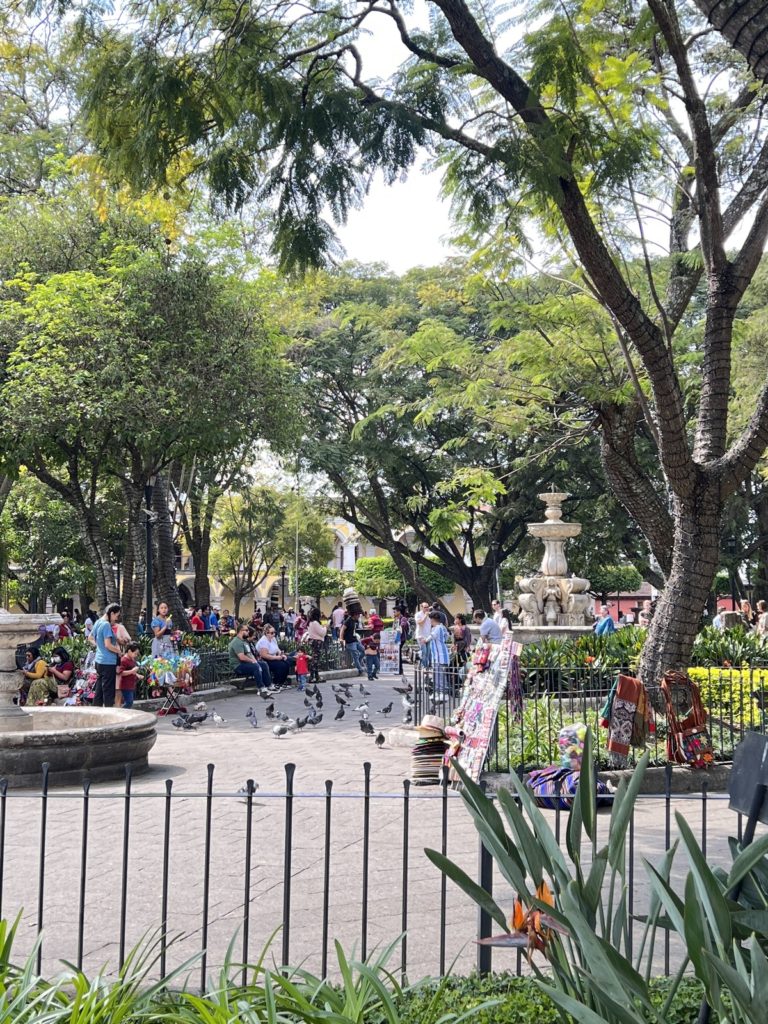 photo of a busy central park in Antigua