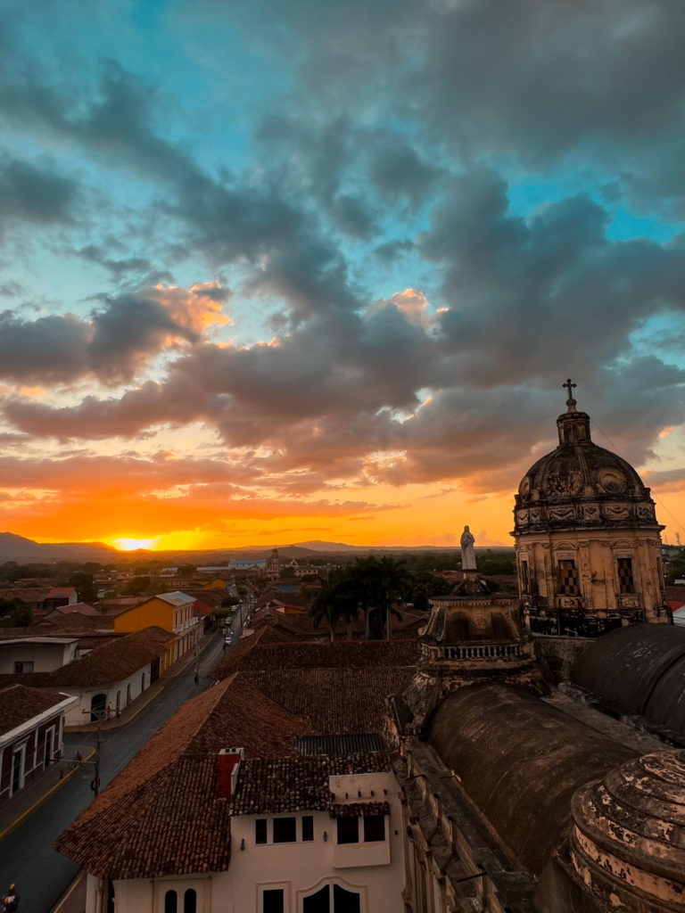sunset over the city of granada, view from above