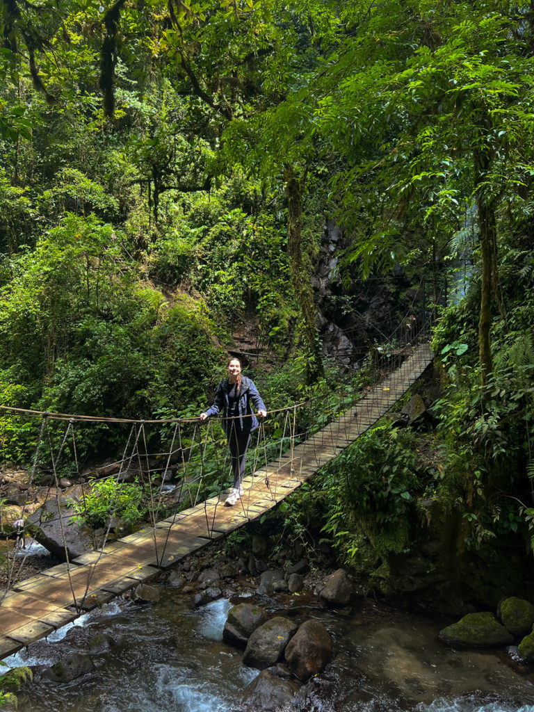 photo of me on a hanging bridge from the el tigre hike