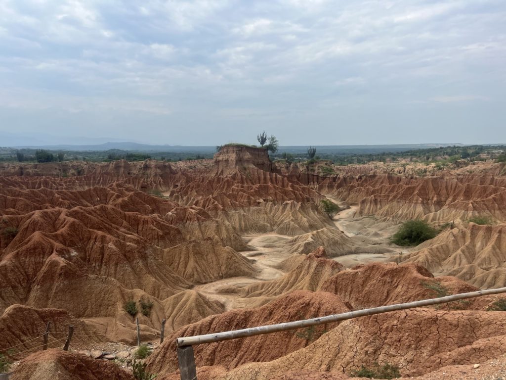 photo of walking trail from above in the tatacoa red desert