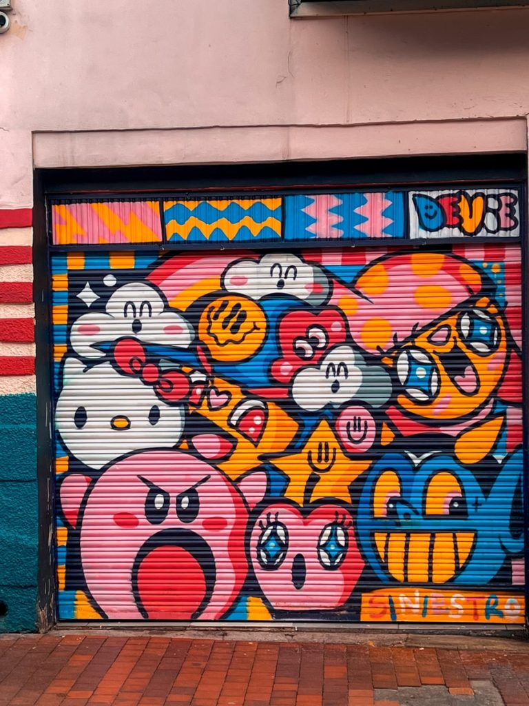 photo of mural on a garage door in the la candelaria neighbourhood of bogota