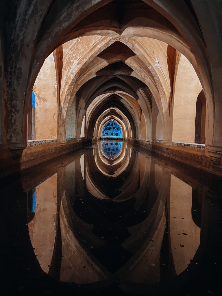 photo of underground pool at the Alcazar in Sevilla, Spain