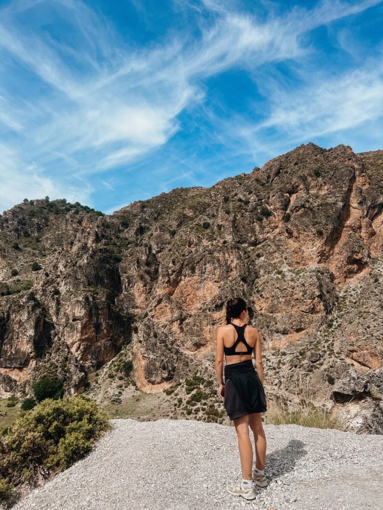 photo of me at viewpoint on los cahorros trail looking at the sierra nevada