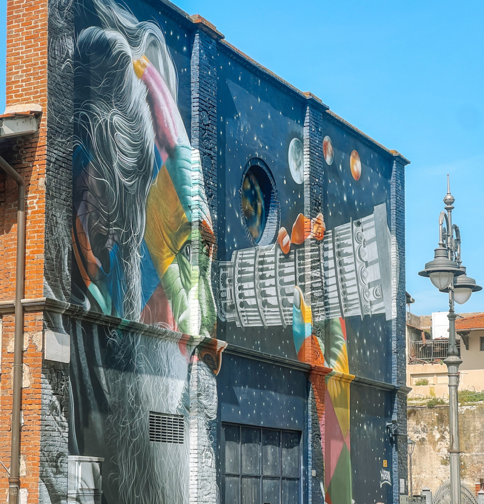 photo of street art in Pisa showing galileo galilei